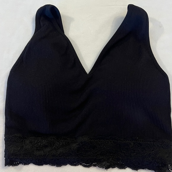 M NEW Maurices Womens Ribbed Lace Bralette Bra Padded Black Wireless Seamless 
N - Picture 2 of 7